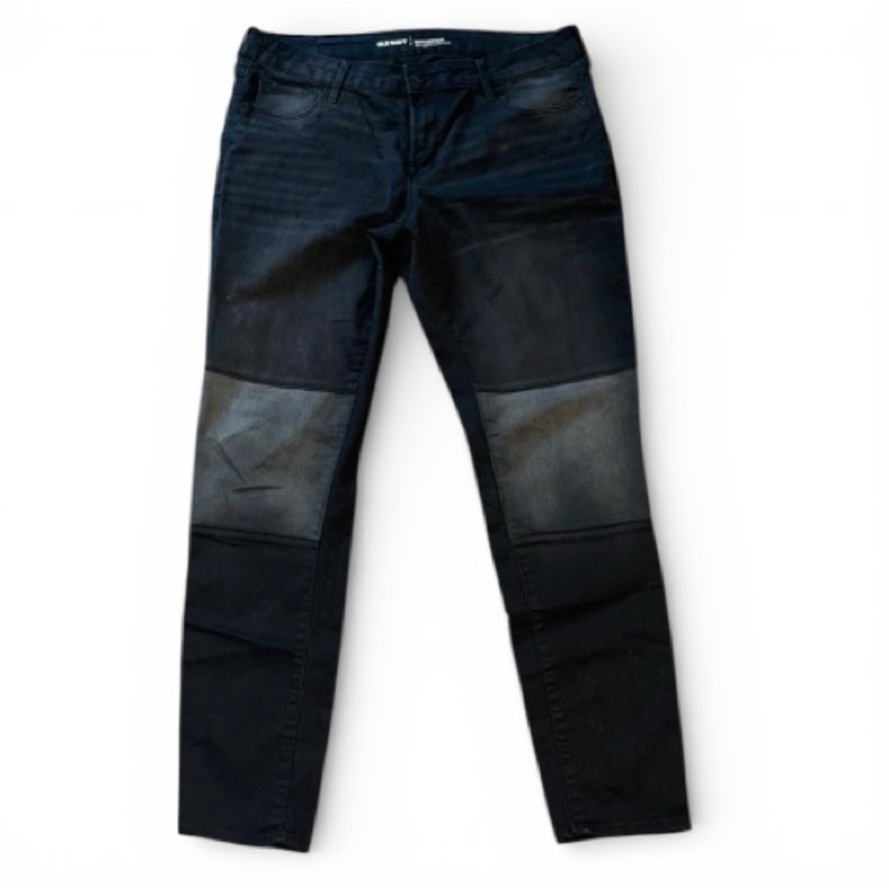 Old Navy Rockstar Mid Rise Black Denim Moto Jeans